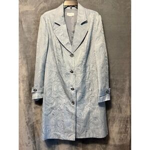 Norton & Co Blue Brocade Coat Rhinestone Buttons Formal Jacket Medium Crystal